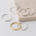 wholesale S925 Sterling Silver Minimalist Irregular Tinfoil Texture Ring R02232 with Niche Design-0-0