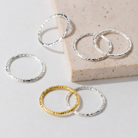 wholesale S925 Sterling Silver Minimalist Irregular Tinfoil Texture Ring R02232 with Niche Design-Gold Port 7