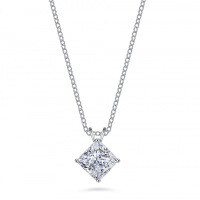 Sterling Silver Pendant with 2-Carat Moissanite and Square Frame.-2 carats (set with moissanite)  925 silver