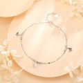 wholesale S925 Sterling Silver Light Luxury Butterfly Ankle Chain for Girls, Platinum Color High-End Feel Birthday Gift for Girlfriend on Valentine's Day-0-0