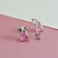 wholesale S925 Sterling Silver Adorable Cat Resin Pink Zircon Earrings, Forest-Inspired Fashionable and Unique Design, Student Style Women's Earrings-0-2