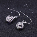 wholesale S925 Silver Light Luxury Natural Amethyst Gemstone Ear Studs Earrings, High-End Sense with Natural Gemstone Inlays-0-3