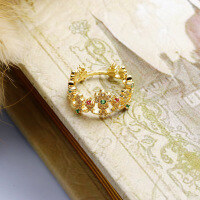 wholesale 925 Silver Baroque Retro Large Crown Ring for Women with Colorful Zircon, European-American Style Jewelry-Baroque Crown Zircon Ring  Size 13