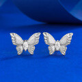 wholesale S925 Sterling Silver Plant-inspired Vintage Brushed Dreamy Butterfly Ear Studs Fashion Versatile High-end Sense Earrings-0-5