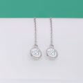 wholesale S925 Sterling Silver Moissanite Long Fringe Stud Earrings for Women, Small and Exquisite Minimalist Round Bubble Ear Accessories-0-2