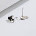 wholesale S925 sterling silver minimalist small fish earrings with black enamel, a niche and stylish cross-border new accessory-0-2