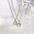 wholesale 925 Silver Gold Plated Japanese Style Commuter Minimalist Clavicle Chain with Three-Prong Moissanite Diamond Necklace, Same Style as aget*-0-0