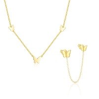 wholesale S925 Sterling Silver Cross-border Sweet Butterfly French Stud Earrings, Women's Fashionable And Niche Design Trendy Versatile-Single two-piece combination 925 silver