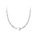 wholesale 925 Sterling Silver Nalan Geometric Crushed Silver Square Light Luxury Versatile Irregular Cut Collar Chain D9621-0-4