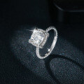 wholesale 18k White Gold Plated S925 Silver, New 8mm Full Moissanite Cushion Cut Cross-Border Women's Ring-0-3