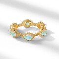 wholesale S925 Sterling Silver Gold-Plated Japanese Light Luxury Minimalist Geometric Opal Ring for Women, Unique Niche Ring Band Manufacturer Wholesale-0-2