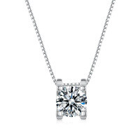 Sterling Silver Moissanite Bull Pendant Necklace for Women, Drop Shipping-1-carat moissanite (with cross chain)  925 silver