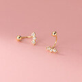wholesale S925 Silver Three Connected Hearts with Diamond Accent Heart-shaped Elegant Earrings M00977-0-4