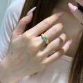 Platinum Vintage-Inspired 15ct Lab-Grown Colored Gemstone Ring-0-4