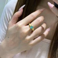 Platinum Vintage-Inspired 1.5ct Lab-Grown Colored Gemstone Ring-Develop Paraiba  US Code 5