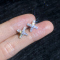 S925 Sterling Silver Moissanite X-Shaped Earrings-0-1