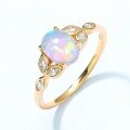 wholesale S925 Sterling Silver Gold Plated New Geometric Opal Egg-shaped Ring, Retro Style Ring for Wholesale-0-2