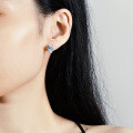 Sterling Silver Four-Prong Earrings with Square Baguette Moissanite-0-3