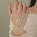 wholesale S925 Sterling Silver Fashionable And Lightly Luxurious Openwork Bow Necklace For Women, Small And Unique Design, Versatile Collarbone Chain, Ins-style Jewelry-0-3