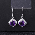 wholesale S925 Silver Light Luxury Natural Amethyst Gemstone Ear Studs Earrings, High-End Sense with Natural Gemstone Inlays-0-1