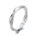 wholesale S925 Sterling Silver Irregular Korean-Japanese Style Cross Twisted Open Ring Ins Versatile Stackable Ring for Women-0-4