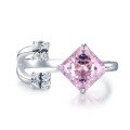 wholesale 925 Silver New Jewelry 7*7 Radiant Pink Diamond Open Ring for Women, Fashion and Versatile-0-5