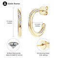 Sterling Silver C-Shaped Chain Semi-Hoop Moissanite Earrings-0-7