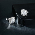 wholesale 18k Gold Plated S925 Silver Classic Square Cushion 8mm Full Moissanite Stud Earrings for Cross-Border Amazon Best-Sellers-0-2