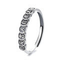 wholesale S925 silver vintage antiqued "Good fortune favors the blessed" coin ethnic minimalist trendy open ring-0-4