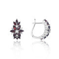 wholesale S925 Sterling Silver with Natural Black Garnet Early Spring New Gemstone Earrings, British Clasp, Elegant Silver Ear Accessories-0-0