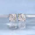 wholesale 925 Sterling Silver with High Carbon Diamond 15ct Cushion 7*7mm Small Stud Earrings, Simple and Fashionable Earrings for Women-0-3