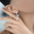 wholesale 925 Sterling Silver Snake Earrings with Zircon Inlaid, Minimalist Ins Style Luxury High-End European and American Pure Silver Earrings-0-2
