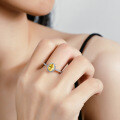 S925 Silver 1ct Yellow Oval Moissanite Ring-0-3