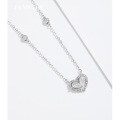 wholesale S925 Sterling Silver Petite Design Heart Necklace for Women, Light Luxury Collarbone Chain, Versatile Heart Pendant, Elegant, Qixi Festival-0-3