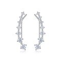 wholesale 925 Sterling Silver, Fashionable and Personalized Style Long Drop Earrings with Advanced Sense, Curved Lines and Moissanite Studs for Women-0-1