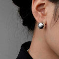 wholesale S925 Sterling Silver Minimalist Spherical Stud Earrings for Women, Classic Versatile Stylish Smooth Ball Shape Elegant Heavy Duty Ear Accessories-0-2