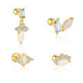 wholesale S925 Sterling Silver Opal Light Luxury Inlaid Sparkling Zircon Marquise Earrings Women's Fashion Simple Versatile Trendy Cross-border-0-0