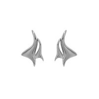 wholesale S925 Sterling Silver Korean Version Ins Original Design Minimalist Versatile Seagull Series Textured Stud Earrings for Women-Platinum [with sterling silver ear plugs] &gt; 925 silver