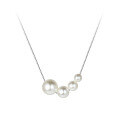 wholesale S925 Sterling Silver Four Synthetic Pearls Necklace with Elegant Design Collarbone Chain Y00137-0-4