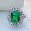 wholesale 925 Sterling Silver Cross-Border Luxury Simulated Emerald Cut 9*11 High Carbon Diamond Ring-0-5