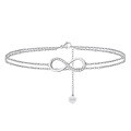 wholesale S925 Sterling Silver Double Layer Figure 8 Lucky Symbol Anklet with Adjustable 14K Gold Accent-0-4