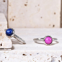 wholesale S925 Sterling Silver Cultivated Six-Ray Star Ruby and Sapphire Ring New European and American Fashion Luxury Advanced Sense-Starlight Sapphire Ring US Size 10