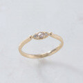 wholesale S925 silver plated with 14K gold, Japanese minimalist-style-designed white crystal + white zircon ring-0-0
