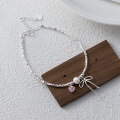wholesale S925 silver pink bow heart pearl crushed silver chain trendy jewelry for women S7137-0-1