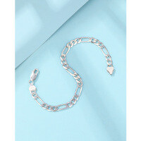 wholesale 925 Sterling Silver Figaro Chain Unisex 5mm Flat Cable with Lobster Clasp 3+1 Style Cross-Border Hip-Hop Jewelry-5mm flattened mother-and-child chain (7 inches/18 cm) approx. 5.2g  925 silver