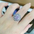 wholesale S925 Sterling Silver Cross-Border New Frost-Cut Multi-Color Flower Ring with Zircon, Women's Fashion High-End Style Wholesale-0-0