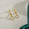 14K Gold Plated S925 Silver Women's Round Moissanite Stud Earrings-0-1