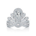 wholesale S925 Silver Luxury Crown Teardrop Ring with Colored Moissanite and GRA Certificate, New Women's Ring-0-4