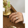 wholesale S925 Sterling Silver Gold-Plated Korean Style Ins Minimalist Irregular Smooth Surface Open Ring for Women-0-2