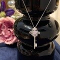 wholesale S925 Sterling Silver Fairy Cherry Blossom Pink Key Pendant Necklace Light Luxury Collarbone Sweater Chain Gift for Women Small Design Sense-0-5